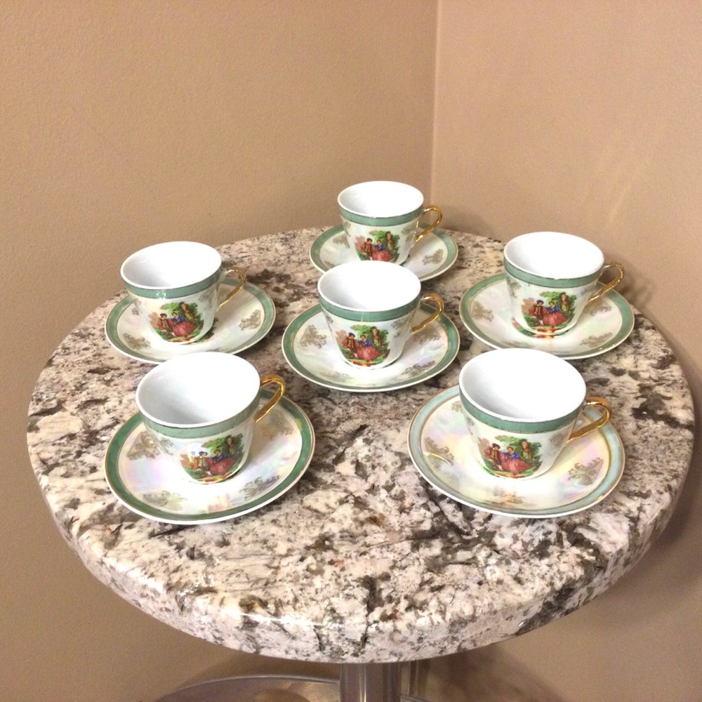 European porcelain coffee cups and saucers